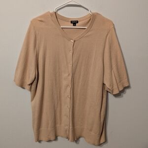 Torrid Cream Everyday Soft Short Sleeve Crew Neck Cardigan Sweater Size 2X